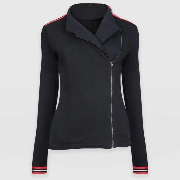 Saint + Sofia Cotton Biker Jacket - Navy Stripe - Picture 7 of 7